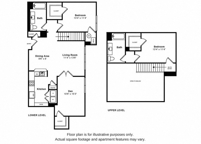 Floor plan for 3 beds, 2 baths, 1392 sqft